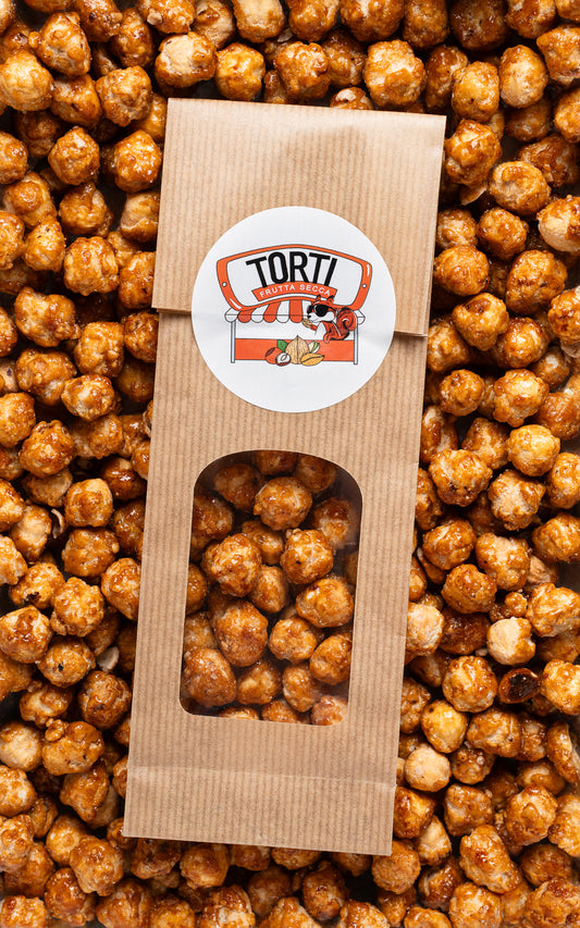 Nocciole pralinate con miele e sale